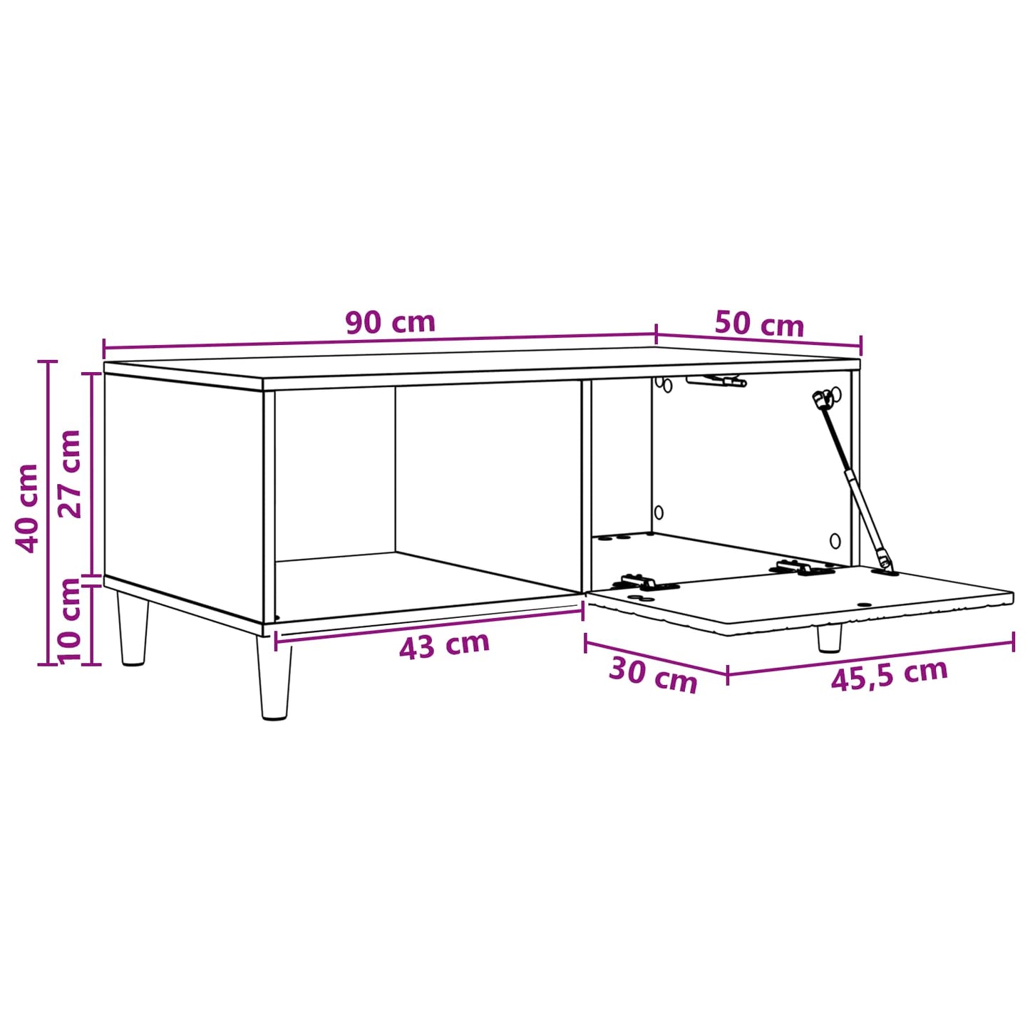 vidaXL Τραπεζάκι σαλονιού Γκρι Σκυροδέματος 90 x 50 x 40 cm