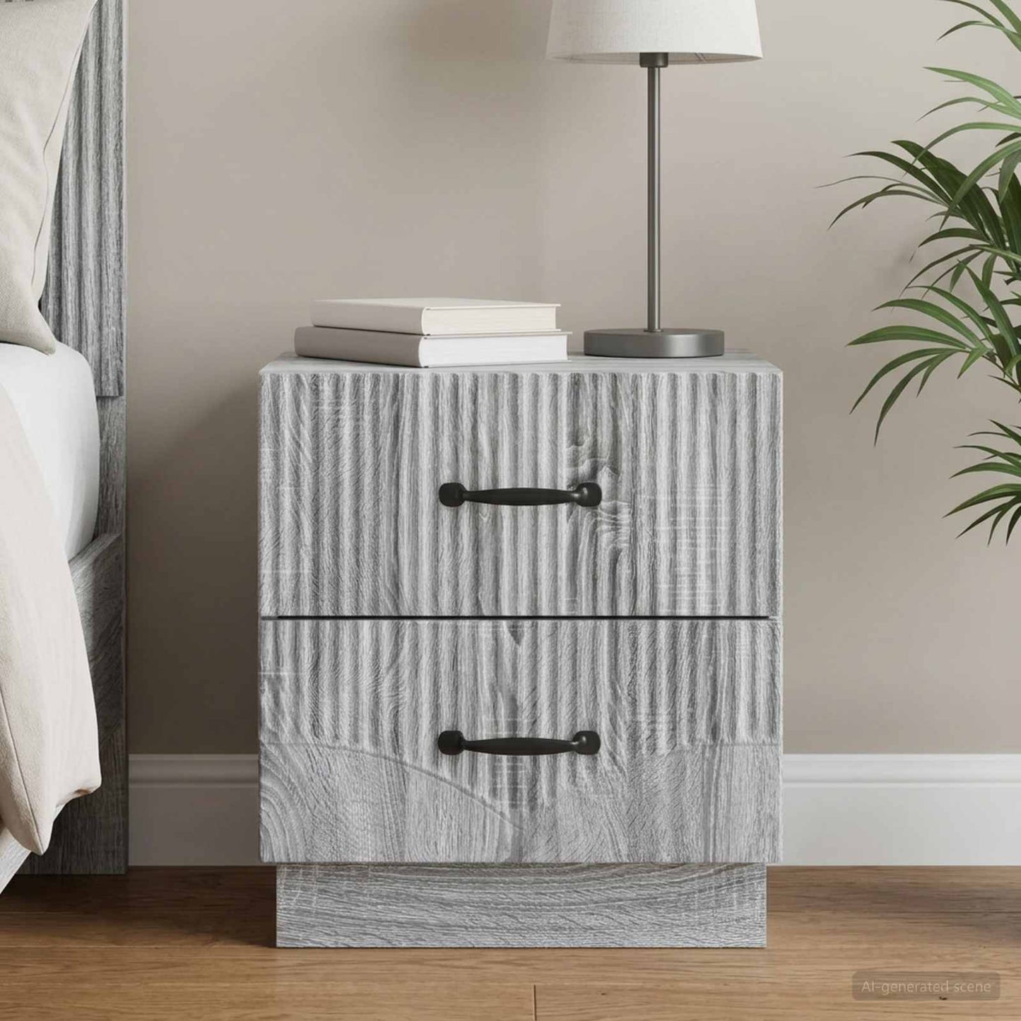 vidaXL Κομοδίνο Γκρι Sonoma 43 x 34,5 x 44,5 εκ Επεξεργασμένο Ξύλο