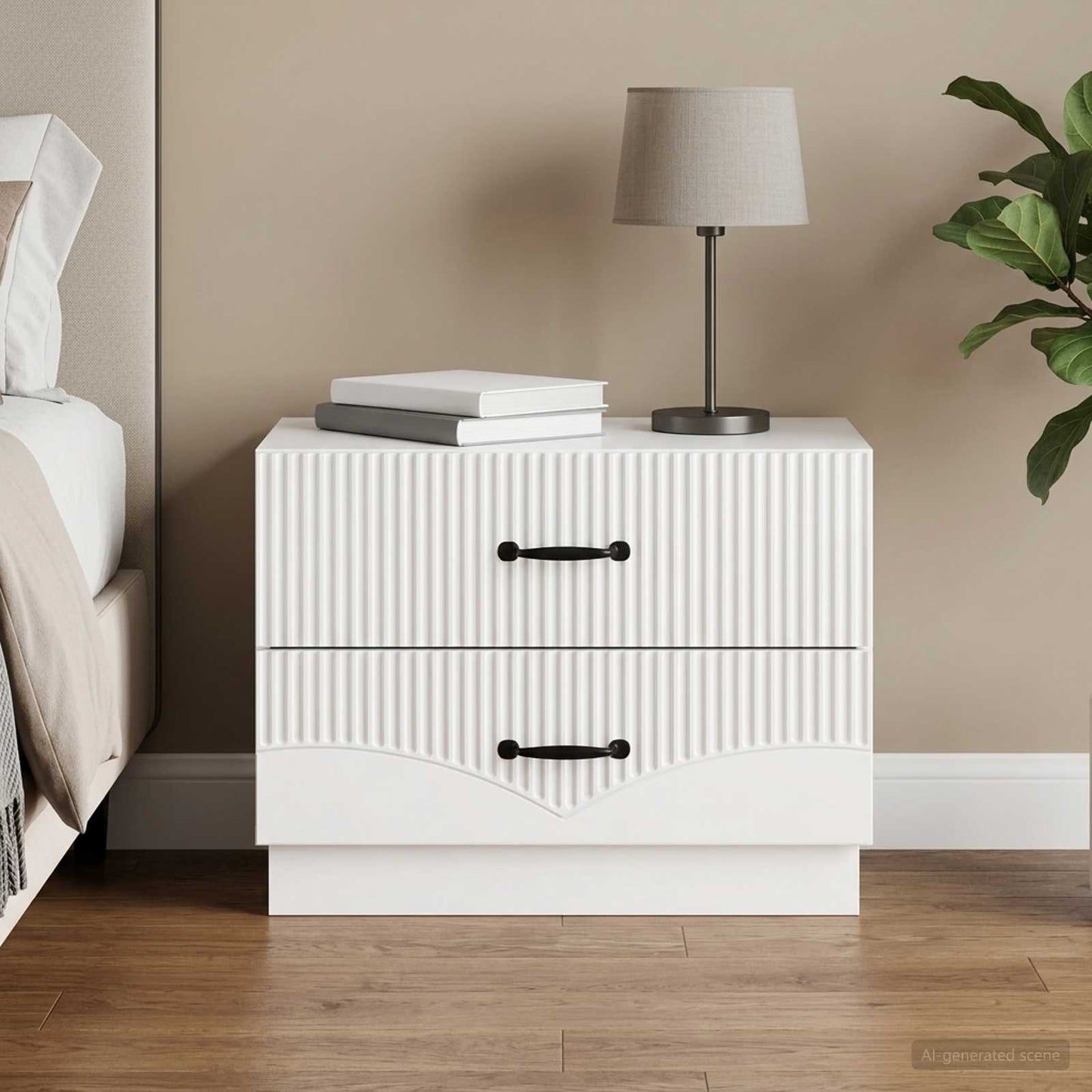 vidaXL Κομοδίνο Γυαλιστερό Λευκό 62 x 34,5 x 44,5 εκ
