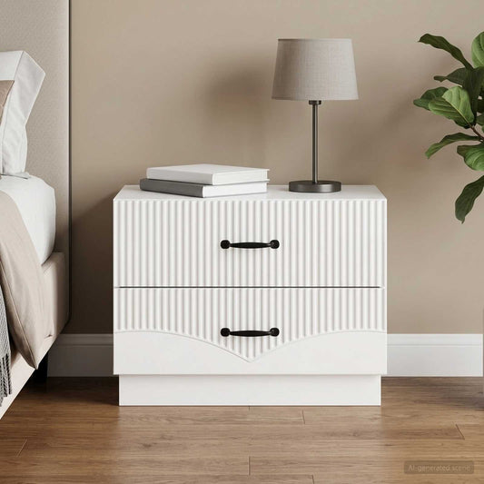 vidaXL Κομοδίνο Γυαλιστερό Λευκό 62 x 34,5 x 44,5 εκ