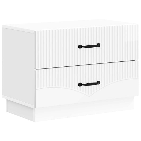 vidaXL Κομοδίνο Γυαλιστερό Λευκό 62 x 34,5 x 44,5 εκ