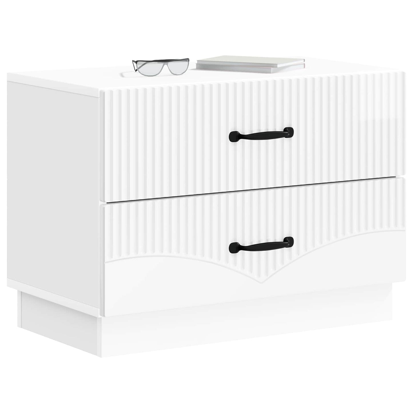 vidaXL Κομοδίνο Γυαλιστερό Λευκό 62 x 34,5 x 44,5 εκ