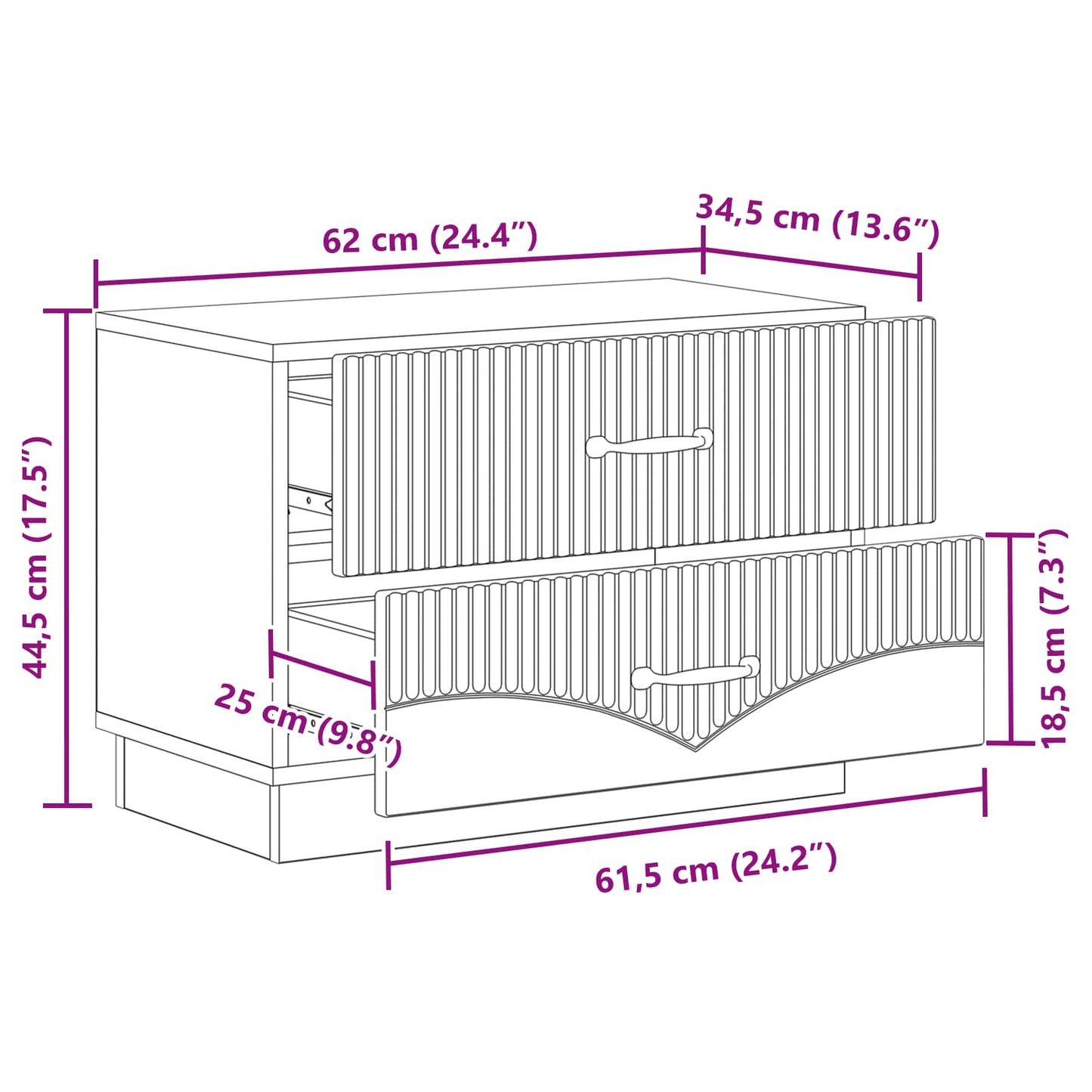 vidaXL Κομοδίνο Γκρι Sonoma 62 x 34,5 x 44,5 εκ Επεξεργασμένο Ξύλο