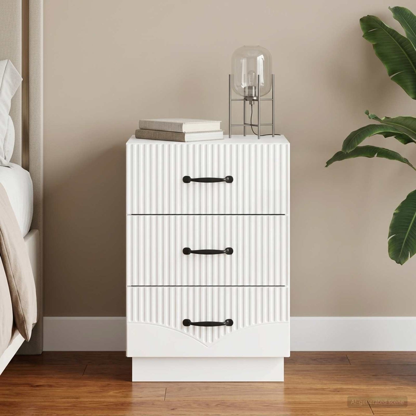 vidaXL Κομοδίνο Γυαλιστερό Λευκό 43 x 41 x 63,5 εκ. Επεξεργασμένο Ξύλο