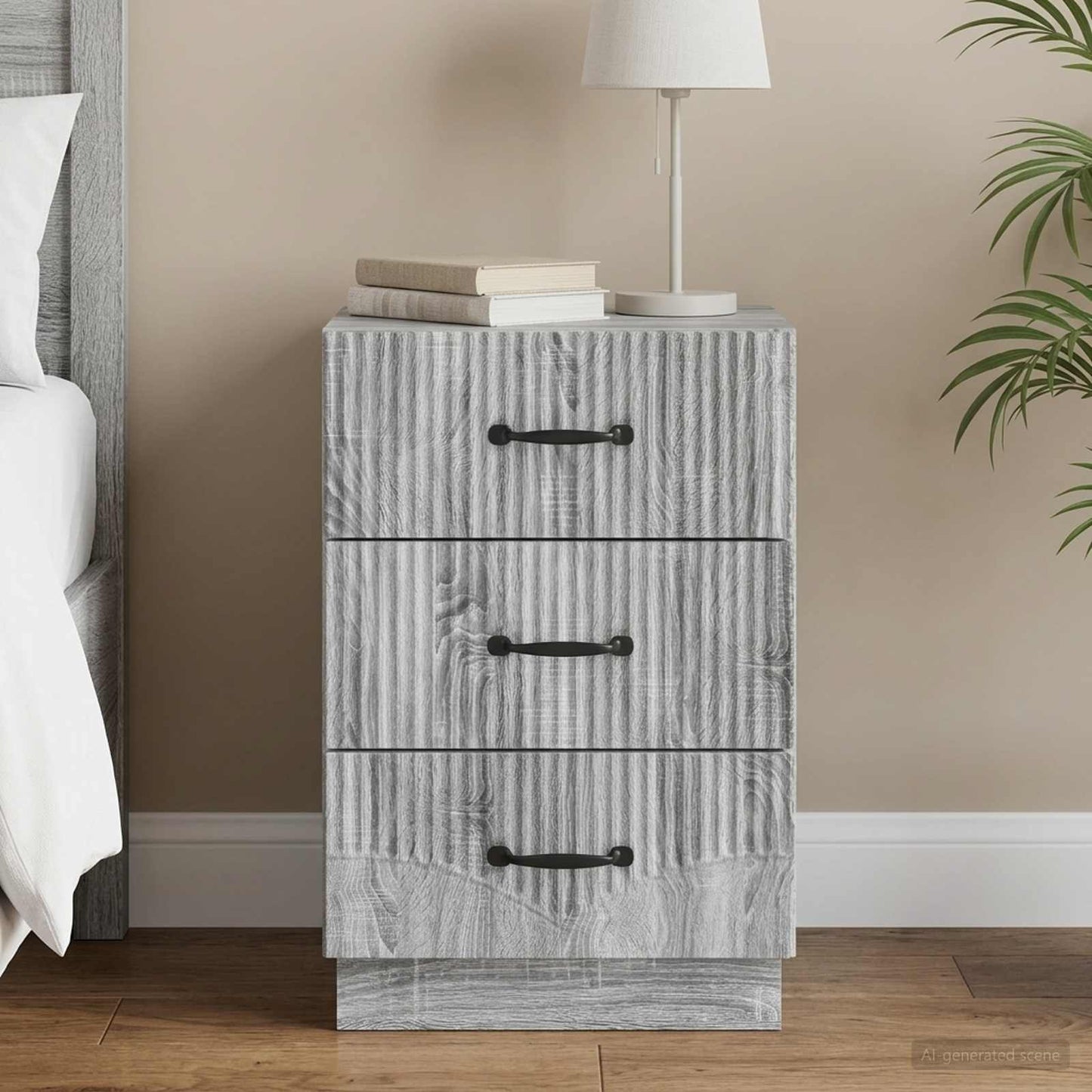 vidaXL Κομοδίνο Γκρι Sonoma 43 x 41 x 63,5 εκ. Επεξεργασμένο Ξύλο