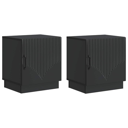 vidaXL Κομοδίνο 2 τμχ. Μαύρο 43 x 34,5 x 47 εκ. Επεξεργασμένο Ξύλο