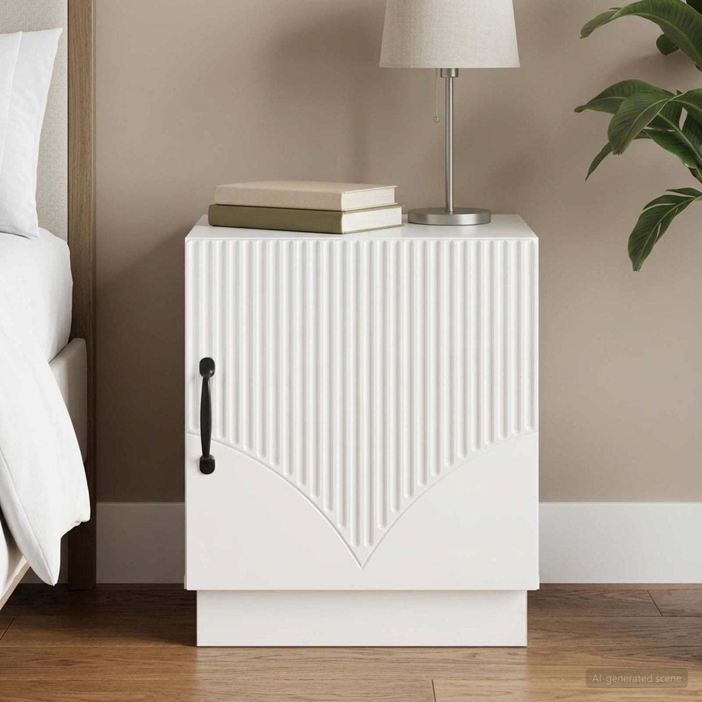 vidaXL Κομοδίνο Γυαλιστερό Λευκό 43 x 34,5 x 47 εκ. Επεξεργασμένο Ξύλο