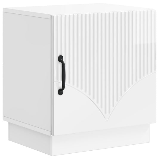 vidaXL Κομοδίνο Γυαλιστερό Λευκό 43 x 34,5 x 47 εκ. Επεξεργασμένο Ξύλο