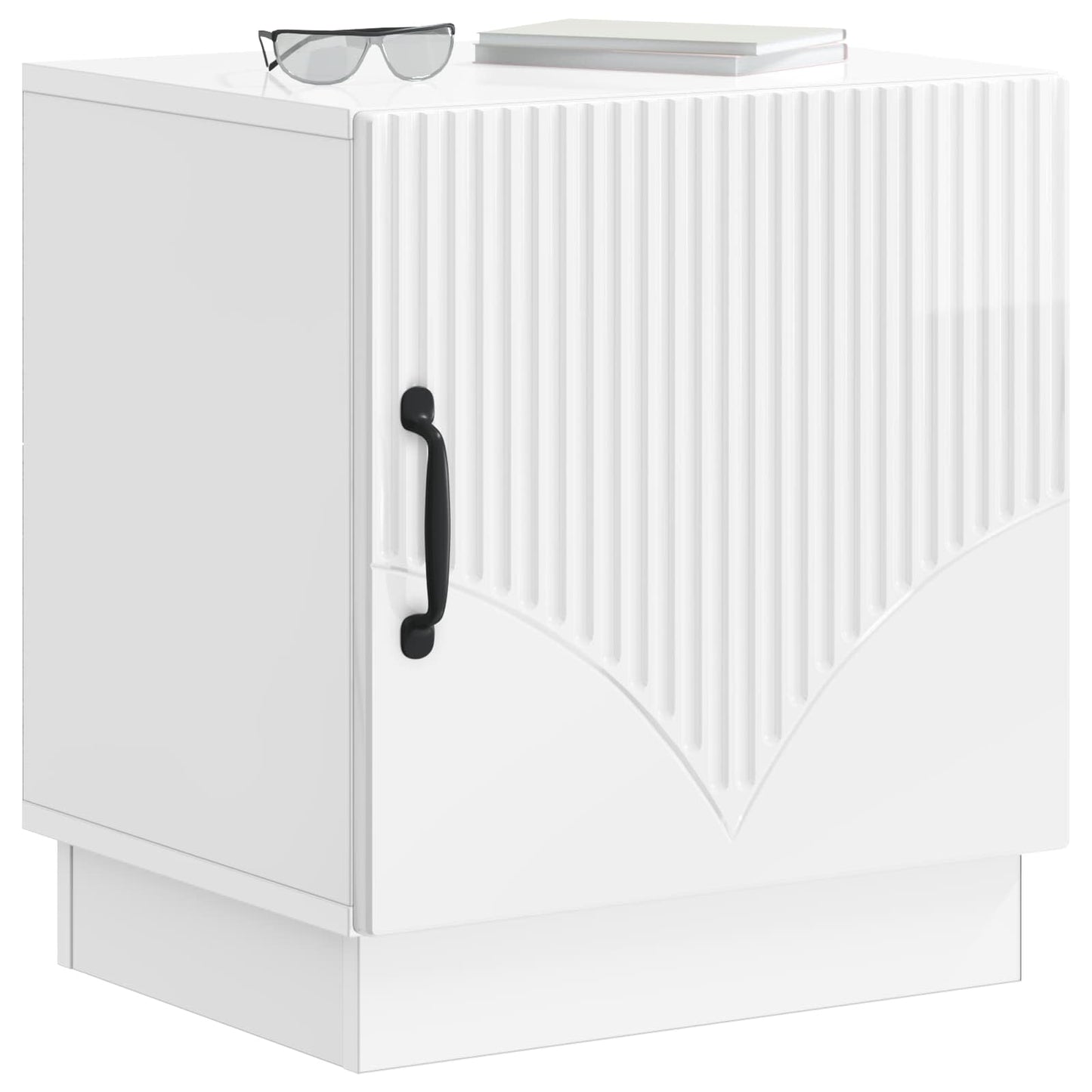 vidaXL Κομοδίνο Γυαλιστερό Λευκό 43 x 34,5 x 47 εκ. Επεξεργασμένο Ξύλο