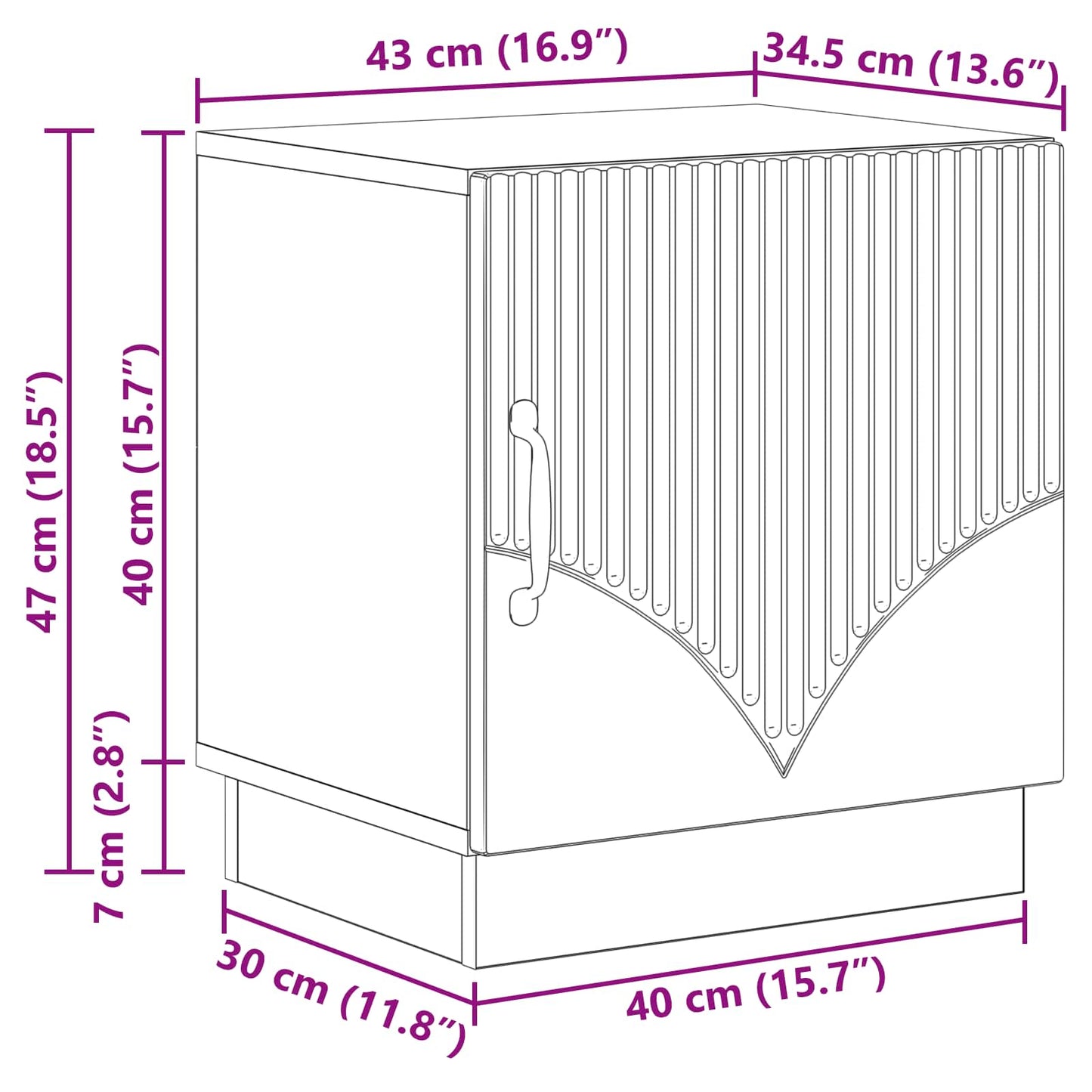 vidaXL Κομοδίνο Γυαλιστερό Λευκό 43 x 34,5 x 47 εκ. Επεξεργασμένο Ξύλο