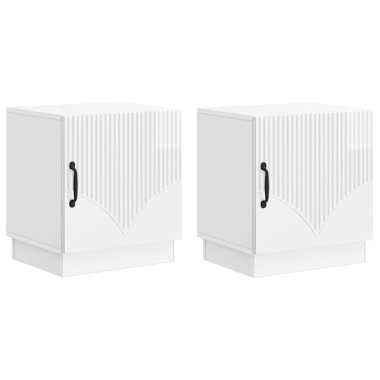 vidaXL Κομοδίνο 2 τμχ. Γυαλιστερό Λευκό 43 x 34,5 x 47 εκ.