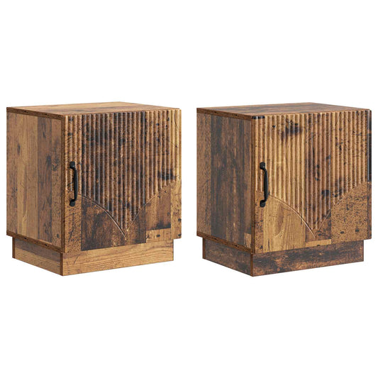 vidaXL Κομοδίνο 2 τμχ. Παλαιωμένο ξύλο 43 x 34,5 x 47 εκ.