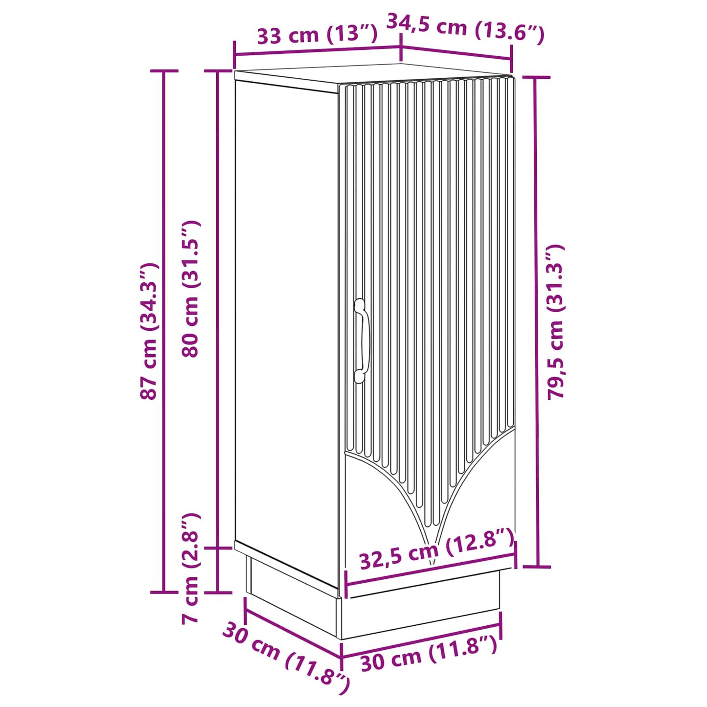 vidaXL Πλαϊνό γραφείο Γκρι Σκυροδέματος 33 x 34,5 x 87 εκ.