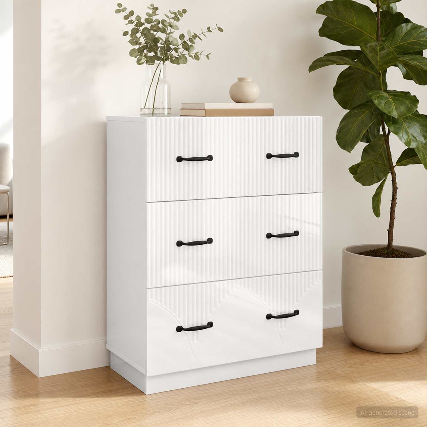 vidaXL Ντουλάπι με Συρτάρια Λευκό 66 x 34,5 x 87 εκ.