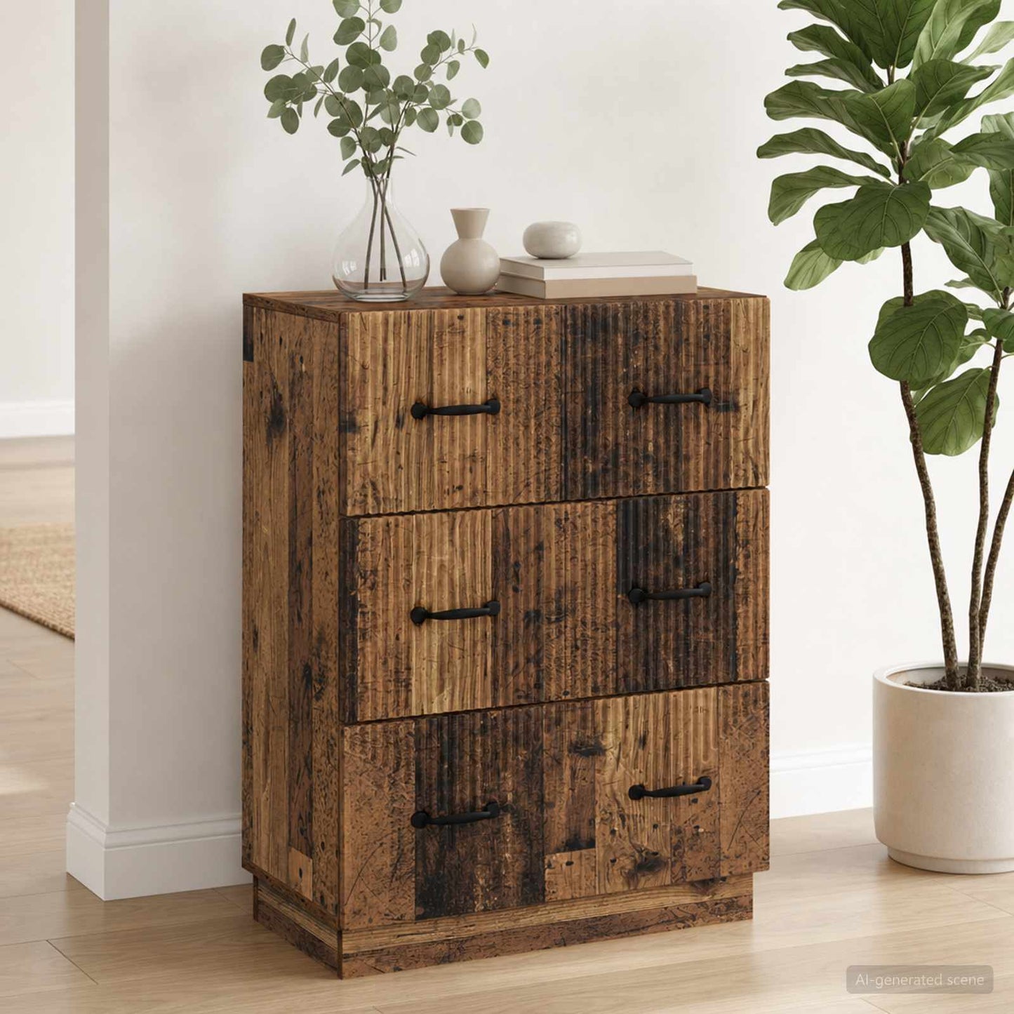 vidaXL Ντουλάπι με Συρτάρια Παλαιωμένο ξύλο 66 x 34,5 x 87 εκ.