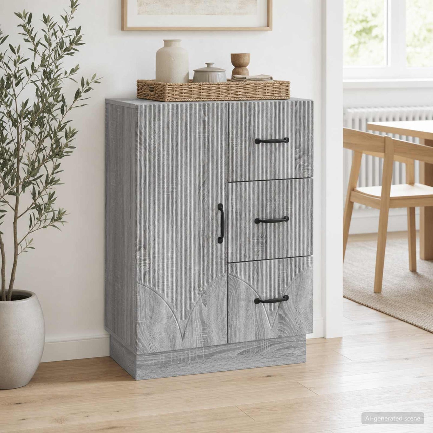 vidaXL Πλαϊνό γραφείο με συρτάρι Γκρι Sonoma 66 x 34,5 x 87 εκ.