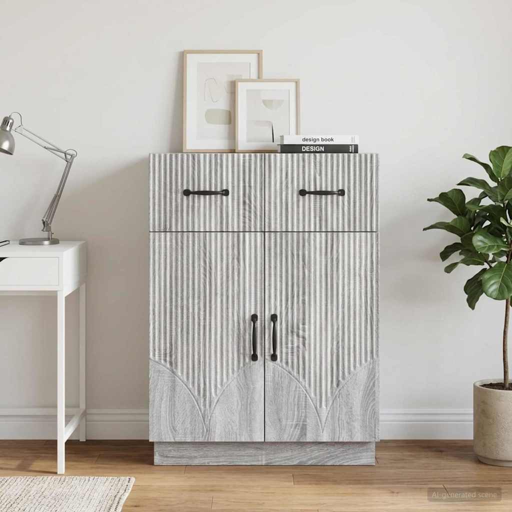 vidaXL Πλαϊνό γραφείο με συρτάρι Γκρι Sonoma 66 x 34,5 x 87 εκ.