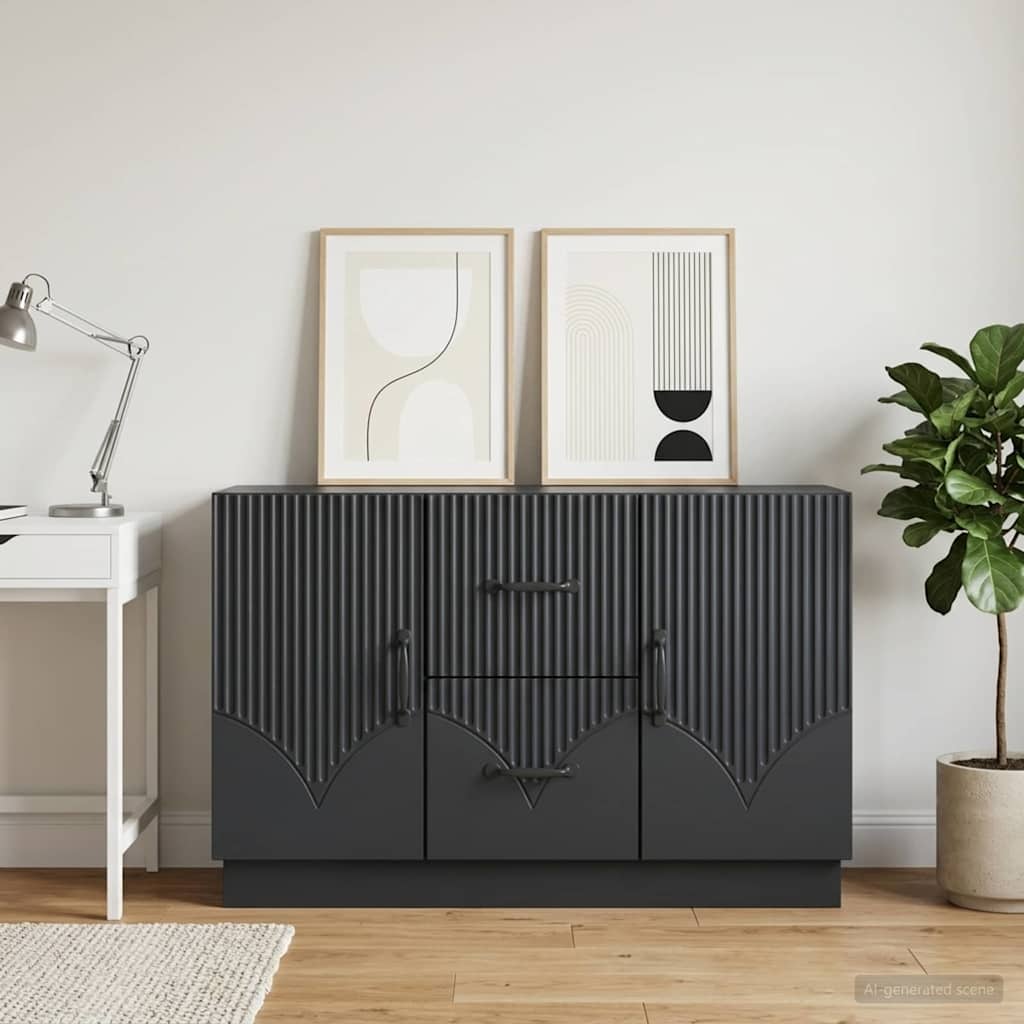 vidaXL Πλαϊνό γραφείο Μαύρο 89 x 34,5 x 57 εκ. Επεξεργασμένο Ξύλο