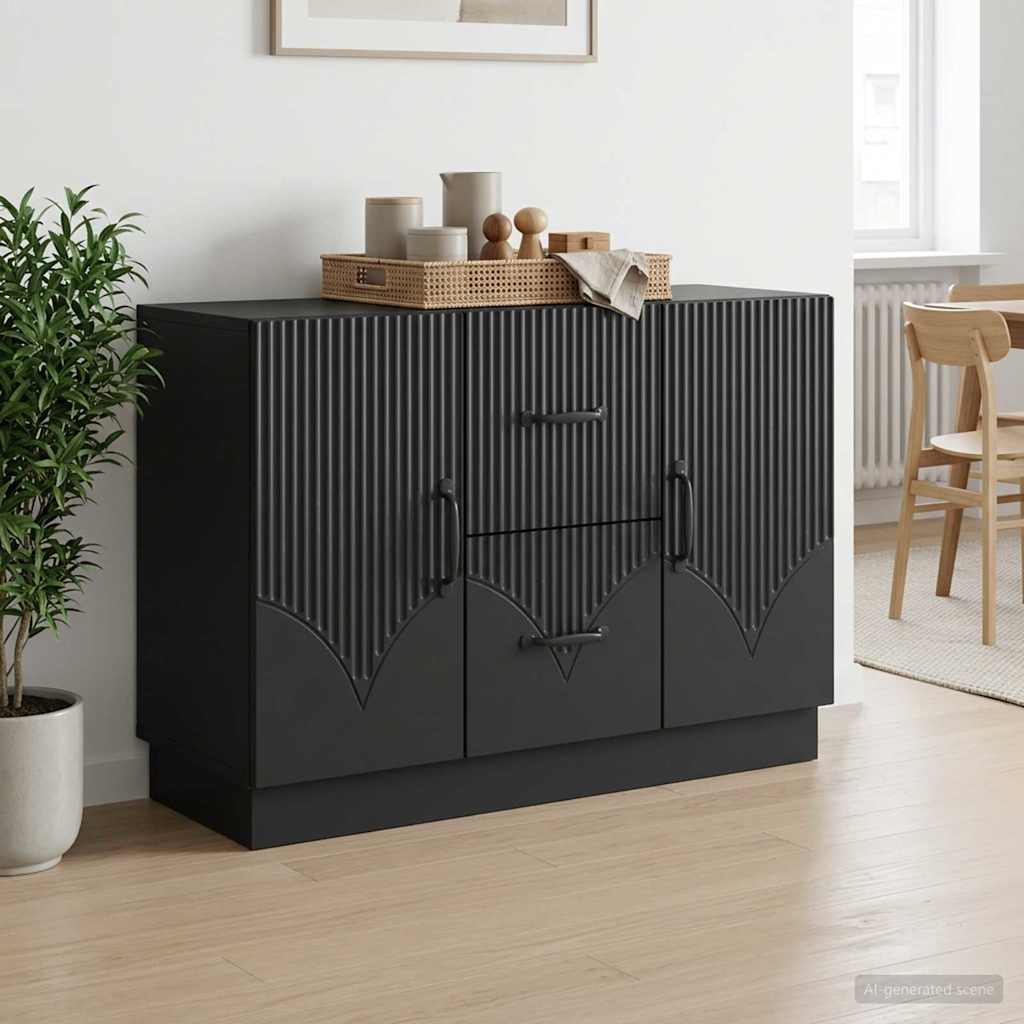 vidaXL Πλαϊνό γραφείο Μαύρο 89 x 34,5 x 57 εκ. Επεξεργασμένο Ξύλο