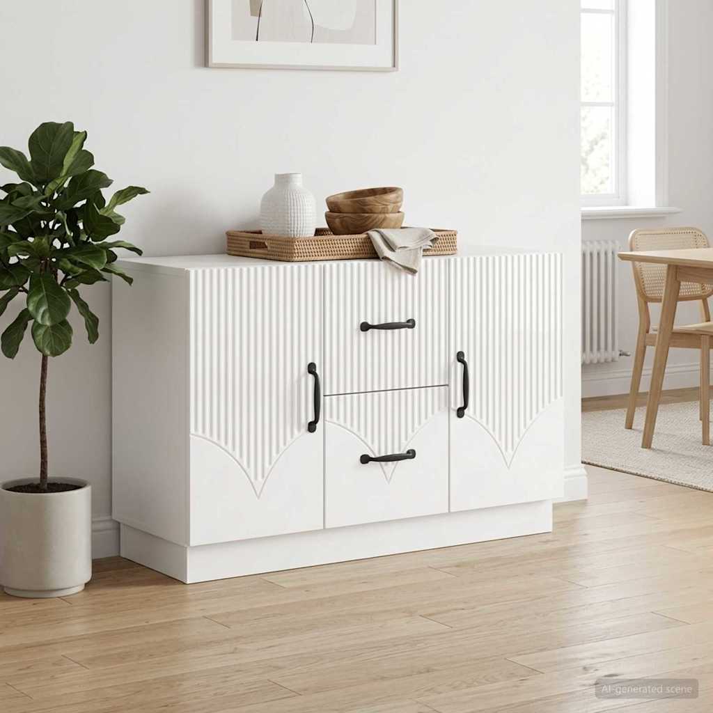 vidaXL Πλαϊνό γραφείο με συρτάρι Γυαλιστερό Λευκό 89 x 34,5 x 57 εκ.