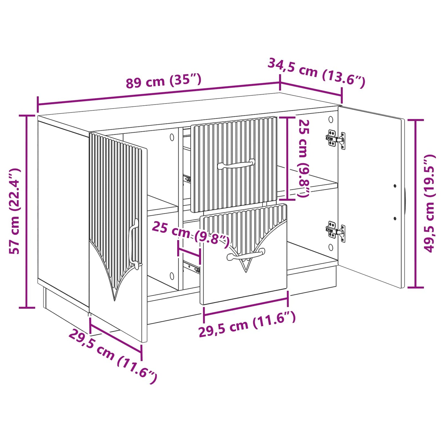 vidaXL Πλαϊνό γραφείο με συρτάρι Artisan Δρυς 89 x 34,5 x 57 εκ.