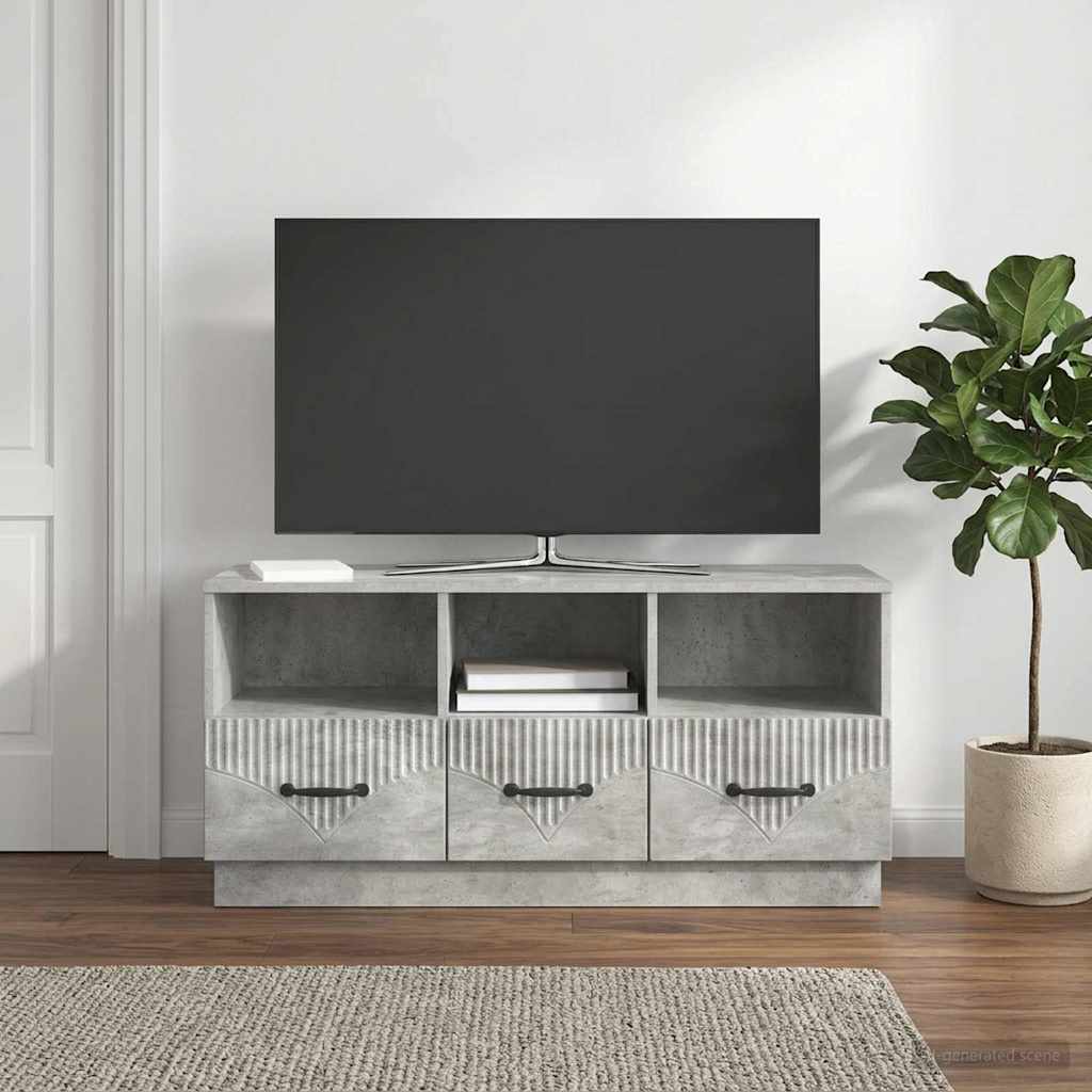 vidaXL Ντουλάπι TV με συρτάρι Γκρι Σκυροδέματος 102 x 34,5 x 47 εκ