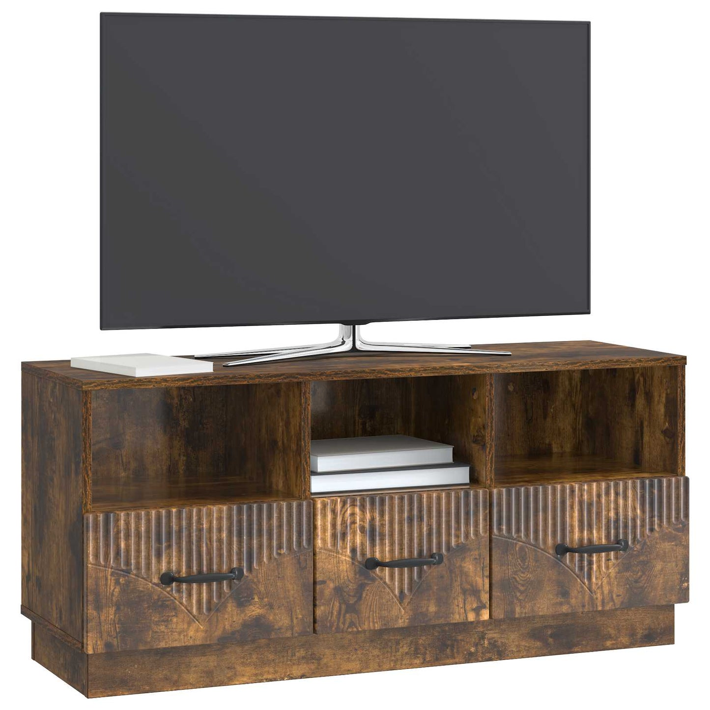 vidaXL Ντουλάπι TV με συρτάρι Καπνισμένο Ξύλο Δρυός 102 x 34,5 x 47 εκ