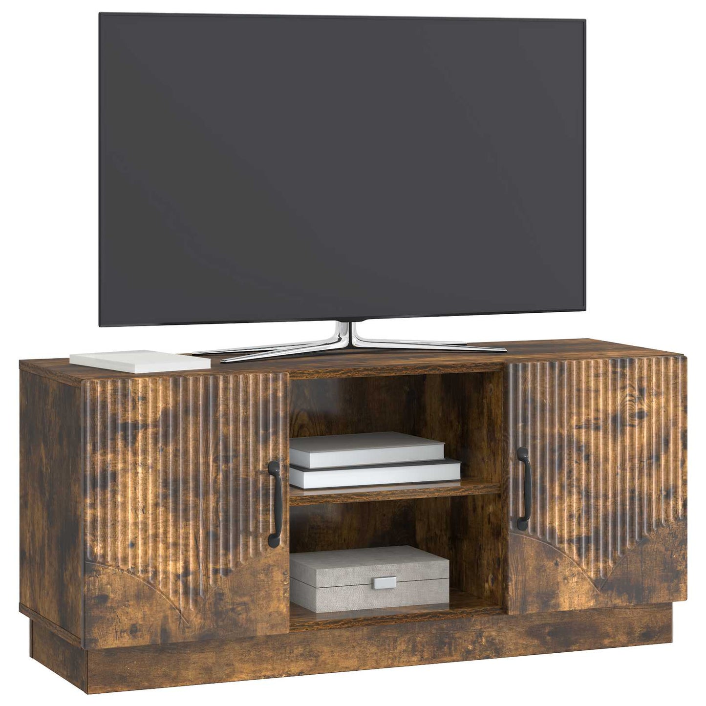 vidaXL Ντουλάπι TV Καπνισμένο Ξύλο Δρυός 102 x 34,5 x 47 εκ