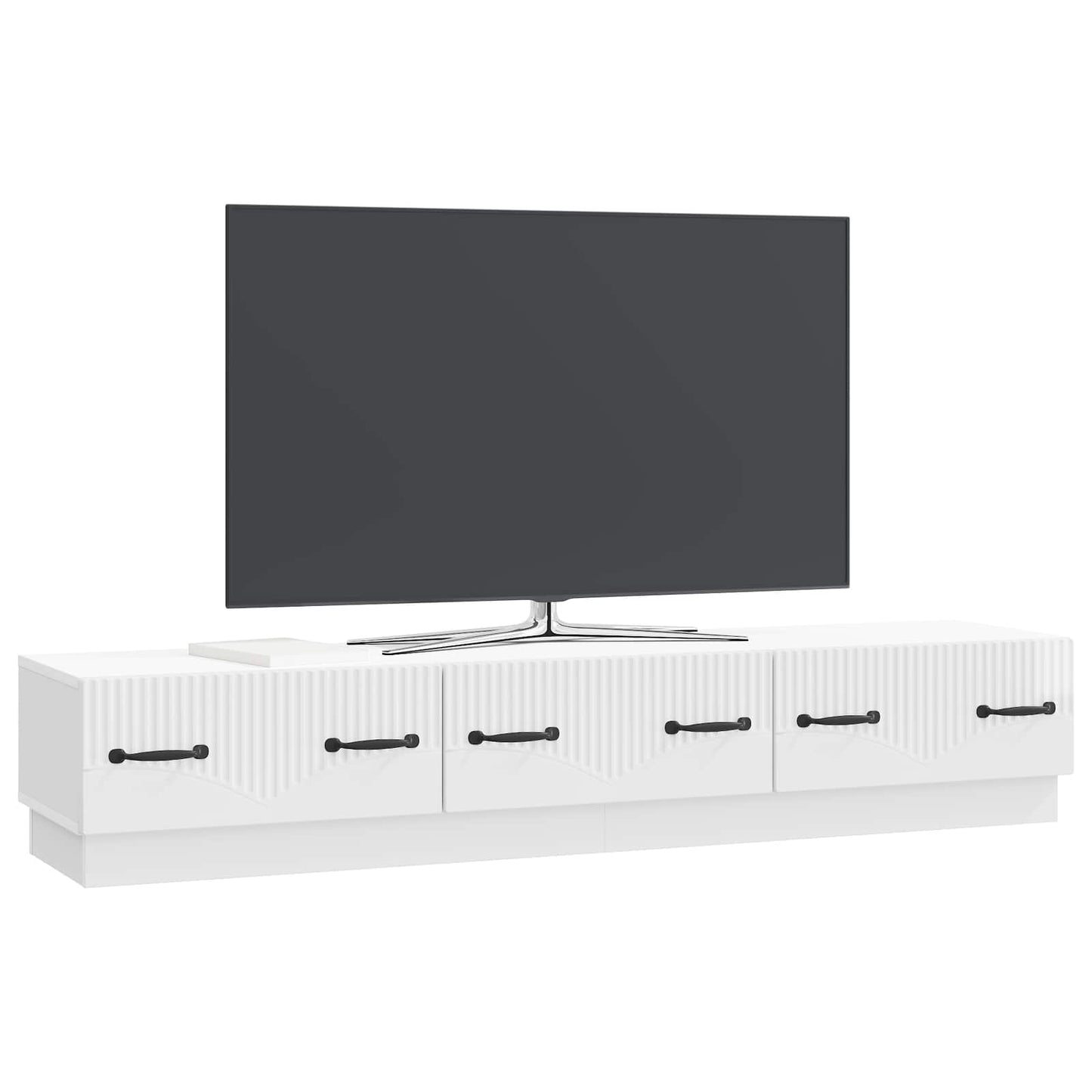 vidaXL Ντουλάπι TV με συρτάρι Γυαλιστερό Λευκό 147 x 34,5 x 27 εκ