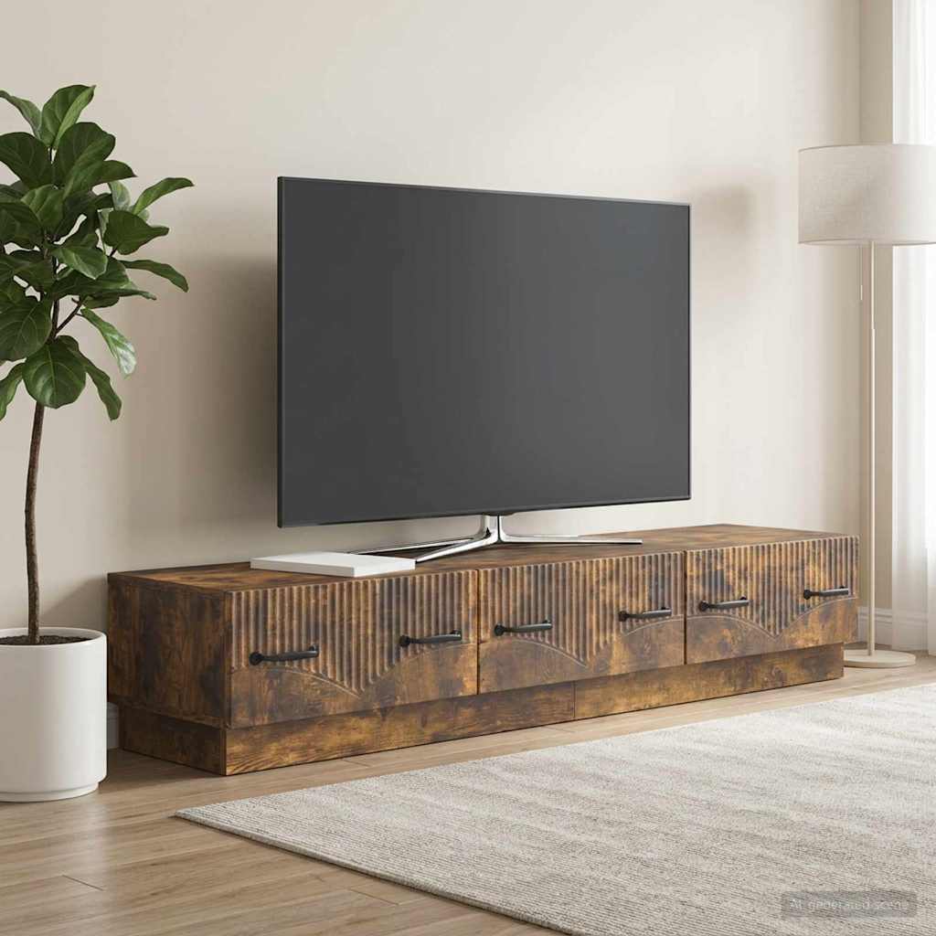 vidaXL Ντουλάπι TV με συρτάρι Καπνισμένο Ξύλο Δρυός 147 x 34,5 x 27 εκ