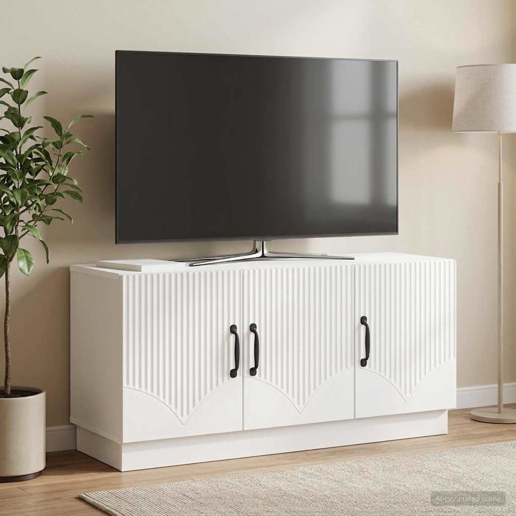 vidaXL Ντουλάπι TV Γυαλιστερό Λευκό 99 x 34,5 x 47 εκ