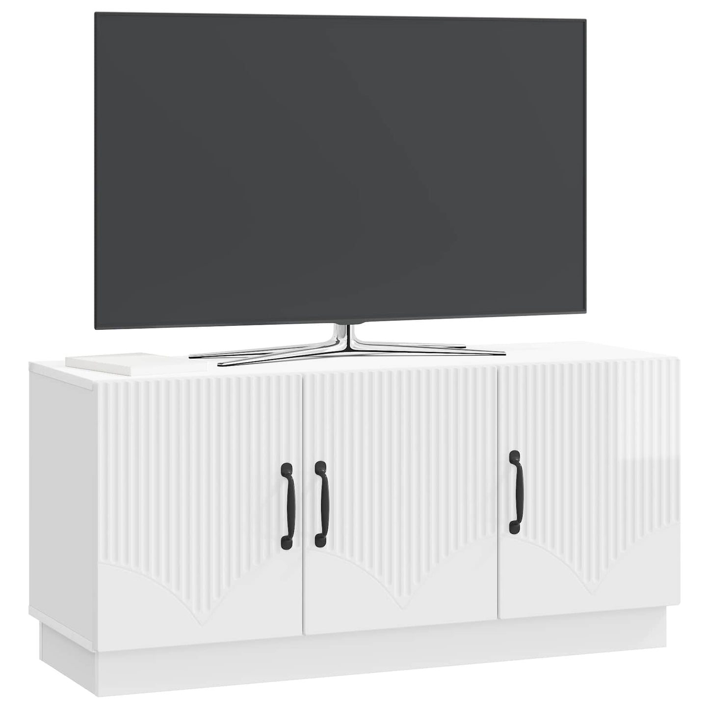 vidaXL Ντουλάπι TV Γυαλιστερό Λευκό 99 x 34,5 x 47 εκ