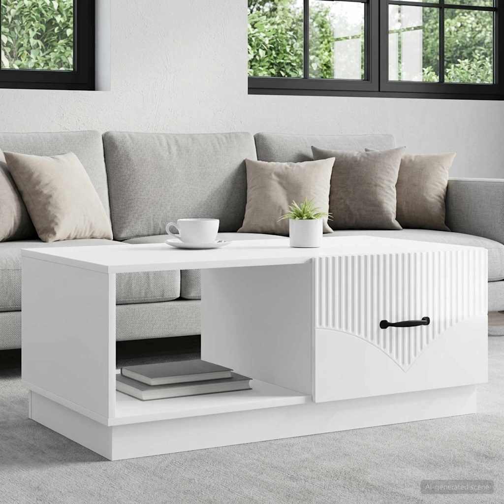 vidaXL Τραπεζάκι σαλονιού Γυαλιστερό Λευκό 90 x 50 x 37 εκ