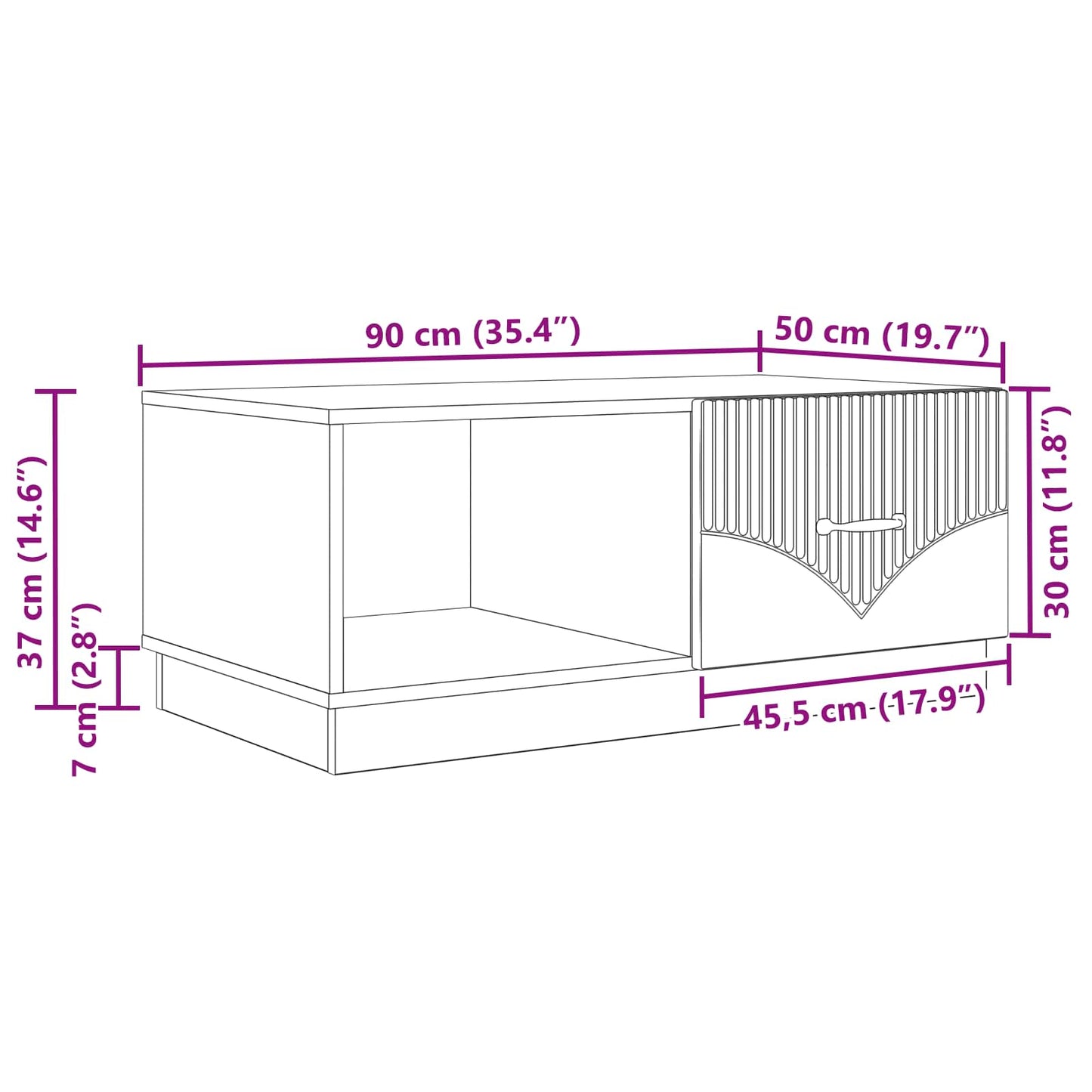 vidaXL Τραπεζάκι σαλονιού Artisan Δρυς 90 x 50 x 37 εκ