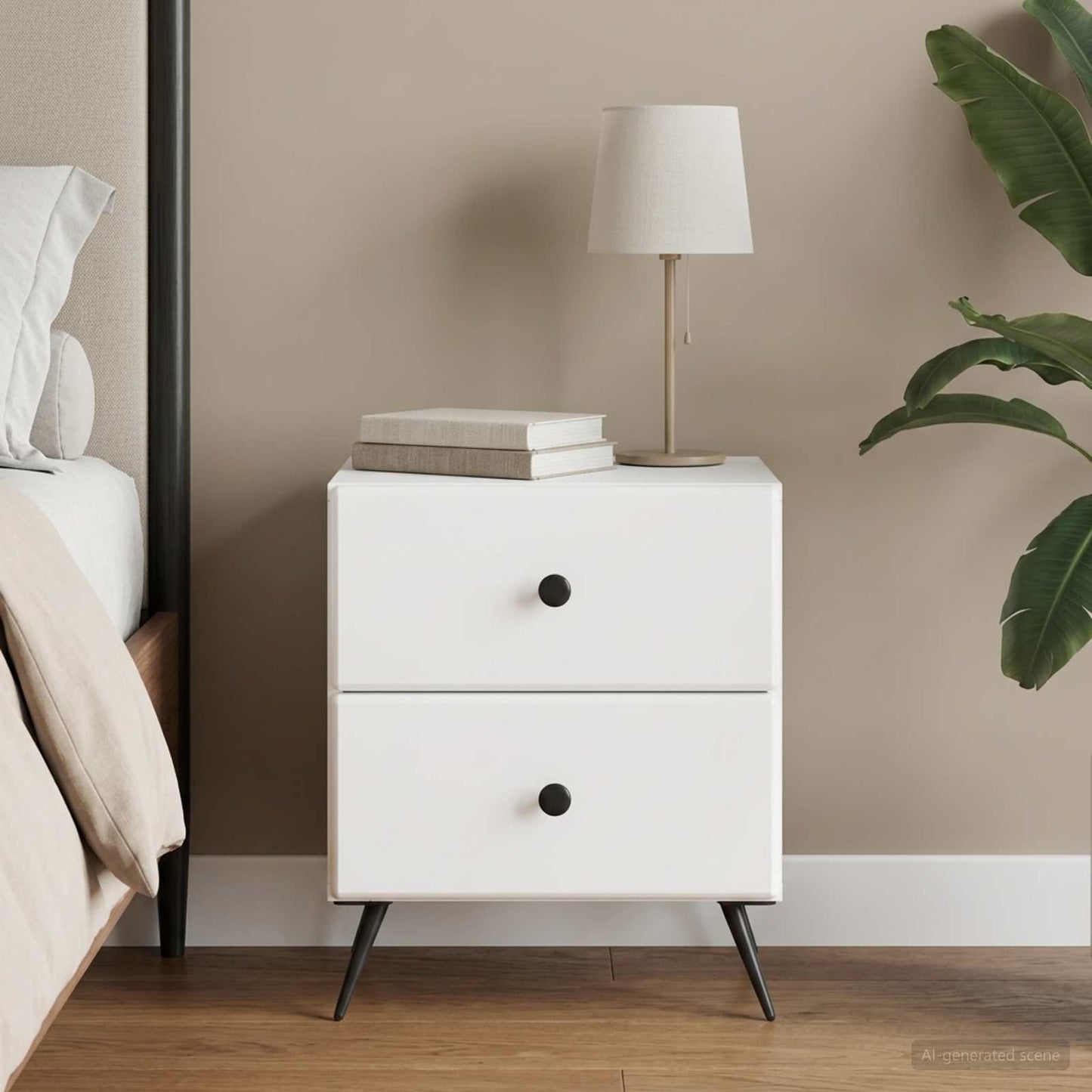 vidaXL Κομοδίνο Λευκό 43 x 34,5 x 47,5 εκ Επεξεργασμένο Ξύλο