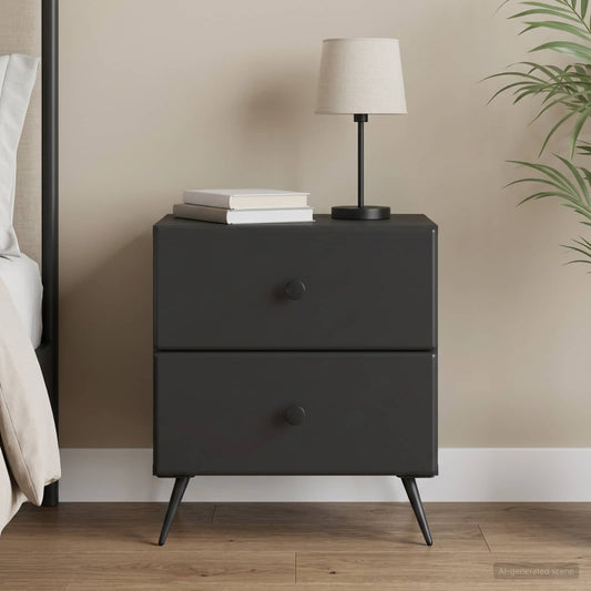 vidaXL Κομοδίνο Μαύρο 43 x 34,5 x 47,5 εκ Επεξεργασμένο Ξύλο