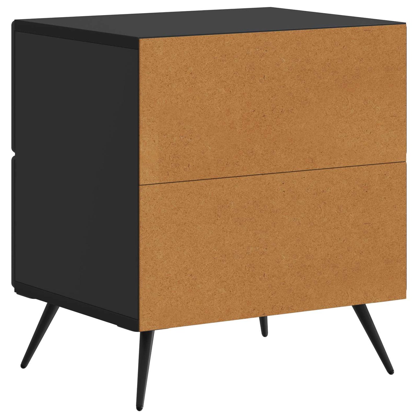 vidaXL Κομοδίνο 2 τμχ. Μαύρο 43 x 34,5 x 47,5 εκ Επεξεργασμένο Ξύλο