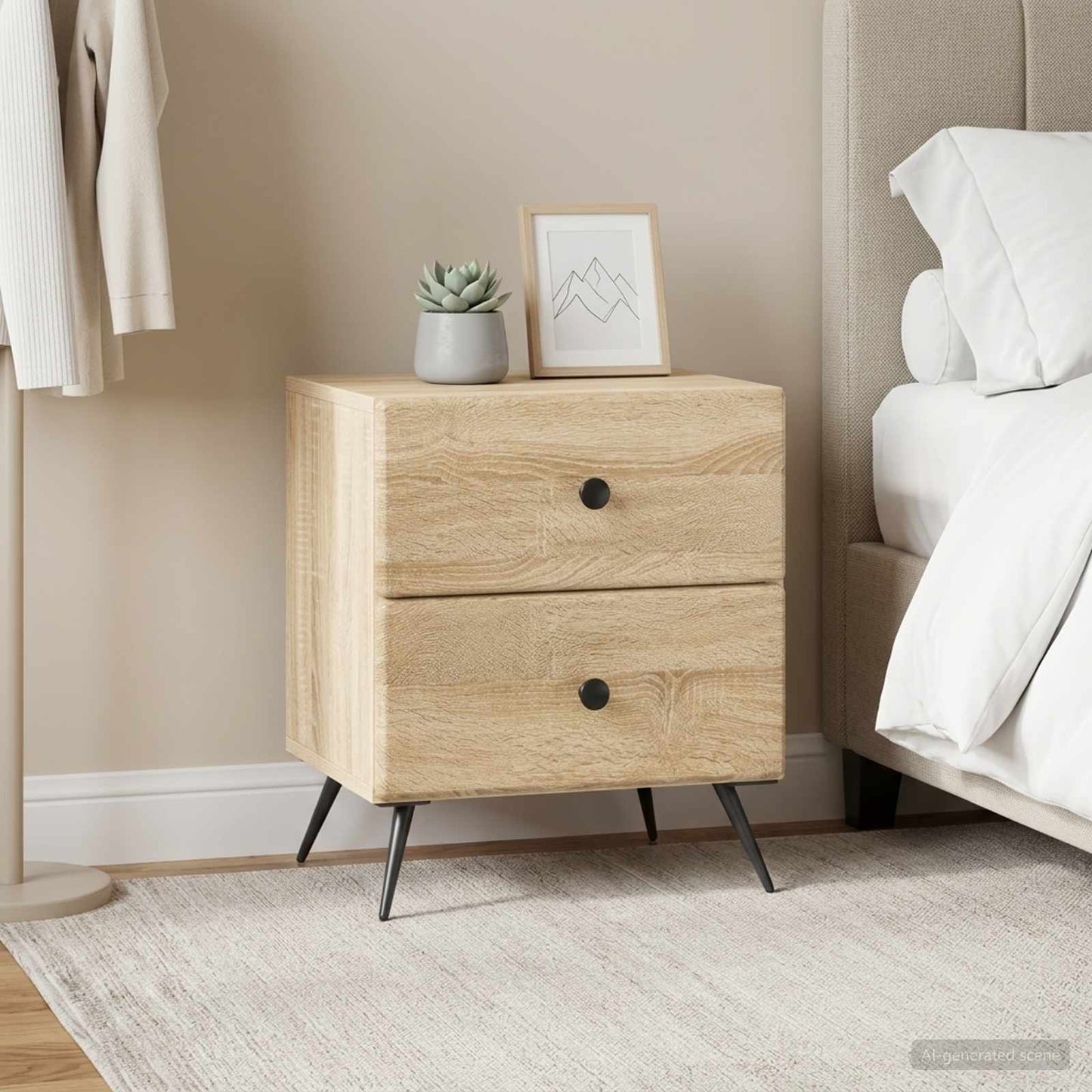 vidaXL Κομοδίνο 2 τμχ. Sonoma Δρυς 43 x 34,5 x 47,5 εκ