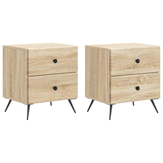 vidaXL Κομοδίνο 2 τμχ. Sonoma Δρυς 43 x 34,5 x 47,5 εκ