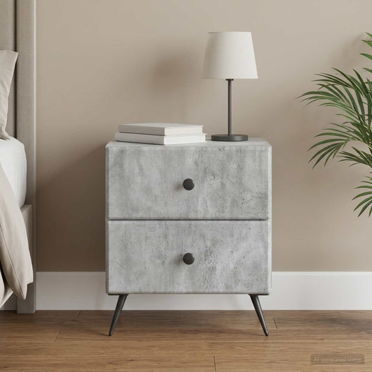 vidaXL Κομοδίνο με συρτάρι Γκρι Σκυροδέματος 43 x 34,5 x 47,5 εκ