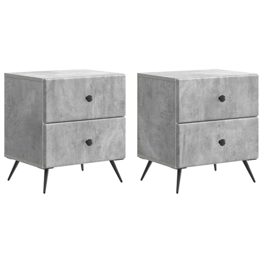 vidaXL Κομοδίνο 2 τμχ. Γκρι Σκυροδέματος 43 x 34,5 x 47,5 εκ