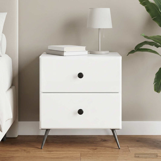 vidaXL Κομοδίνο με συρτάρι Γυαλιστερό Λευκό 43 x 34,5 x 47,5 εκ