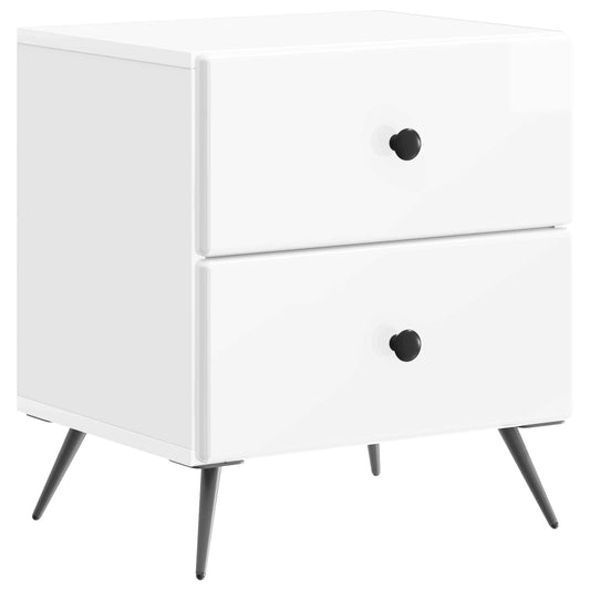 vidaXL Κομοδίνο με συρτάρι Γυαλιστερό Λευκό 43 x 34,5 x 47,5 εκ