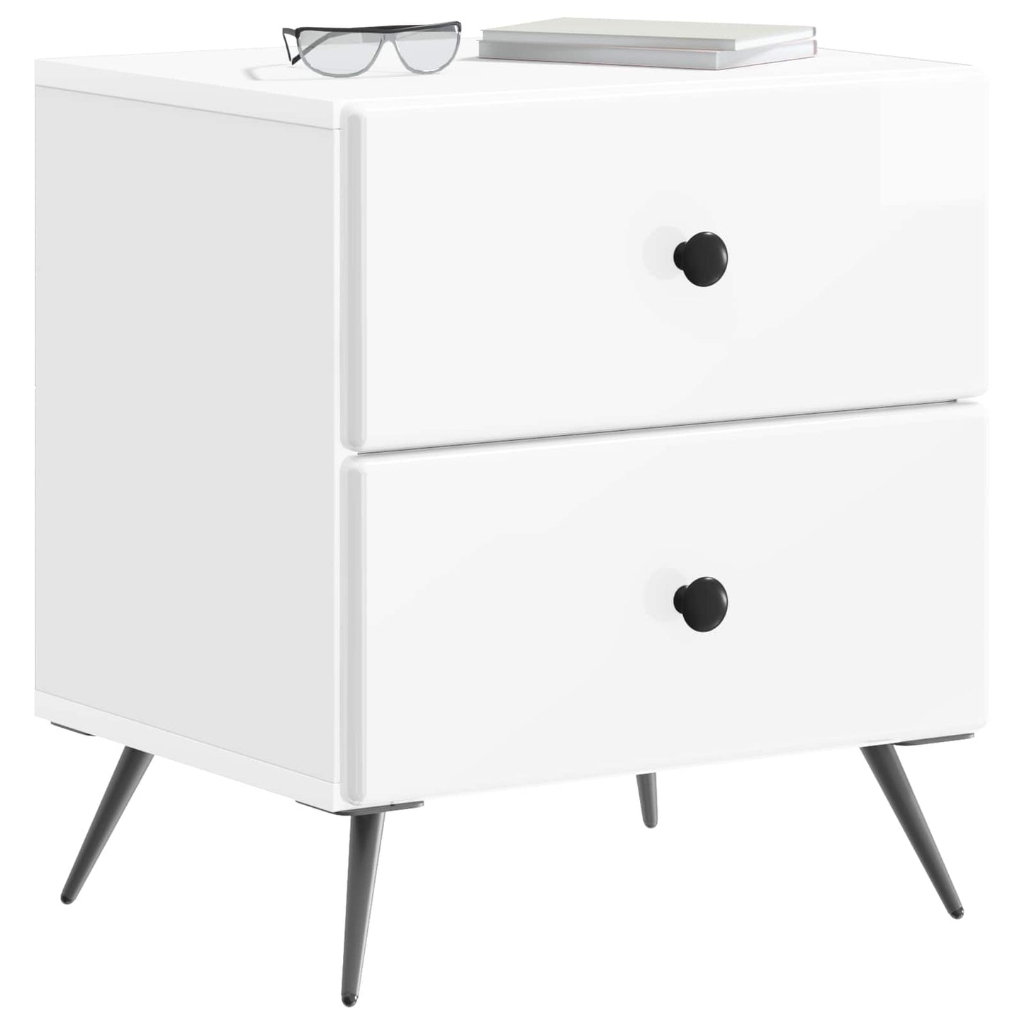 vidaXL Κομοδίνο με συρτάρι Γυαλιστερό Λευκό 43 x 34,5 x 47,5 εκ