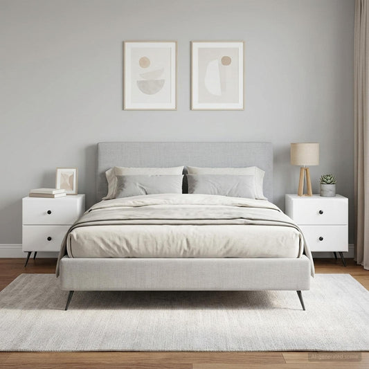 vidaXL Κομοδίνο 2 τμχ. Γυαλιστερό Λευκό 43 x 34,5 x 47,5 εκ