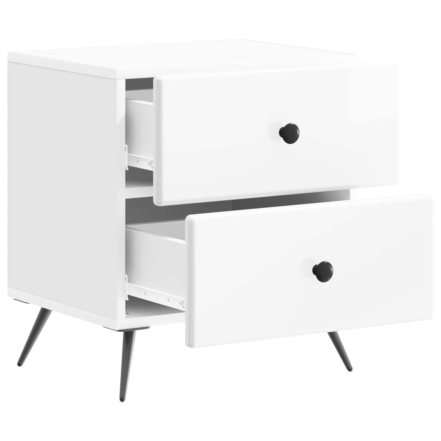 vidaXL Κομοδίνο 2 τμχ. Γυαλιστερό Λευκό 43 x 34,5 x 47,5 εκ