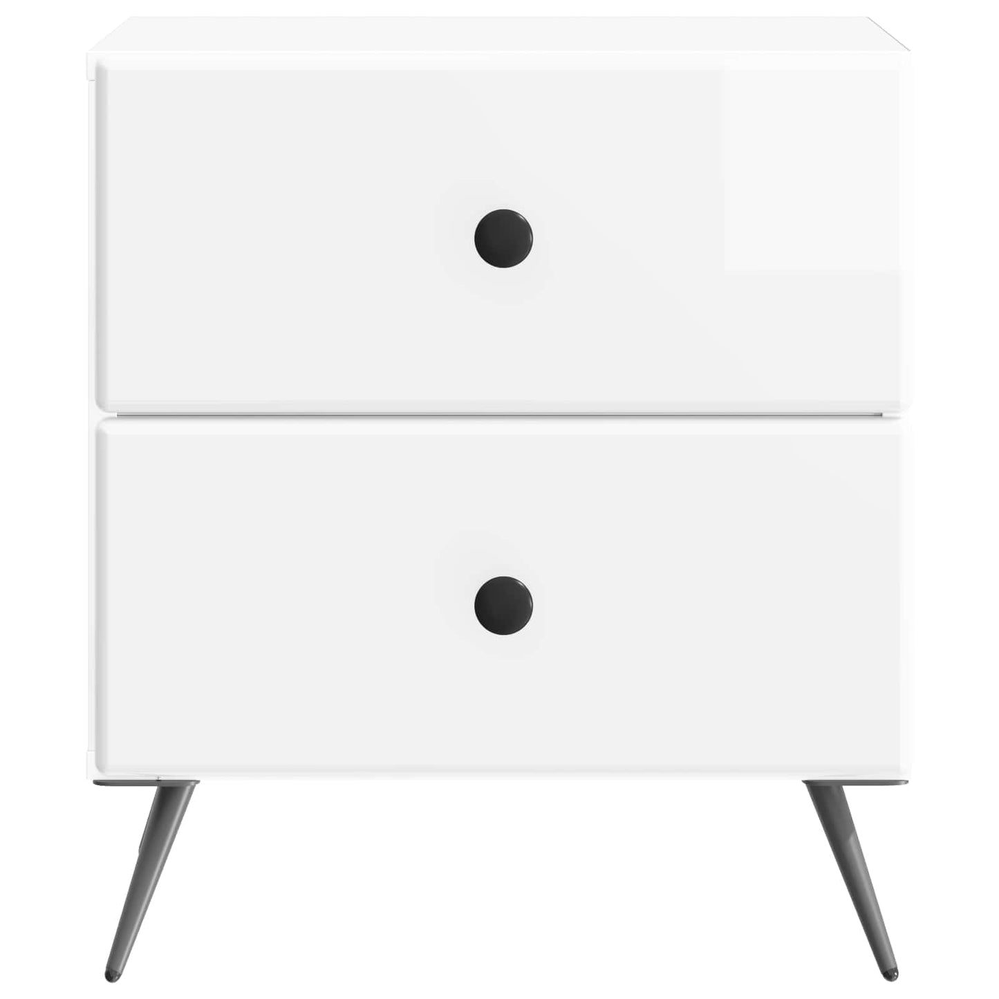 vidaXL Κομοδίνο 2 τμχ. Γυαλιστερό Λευκό 43 x 34,5 x 47,5 εκ