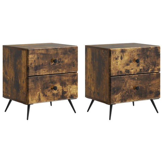 vidaXL Κομοδίνο 2 τμχ. Καπνισμένο Ξύλο Δρυός 43 x 34,5 x 47,5 εκ