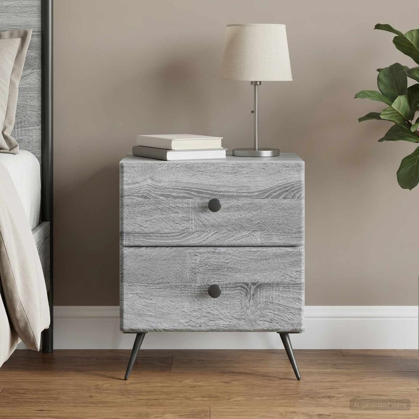 vidaXL Κομοδίνο Γκρι Sonoma 43 x 34,5 x 47,5 εκ Επεξεργασμένο Ξύλο