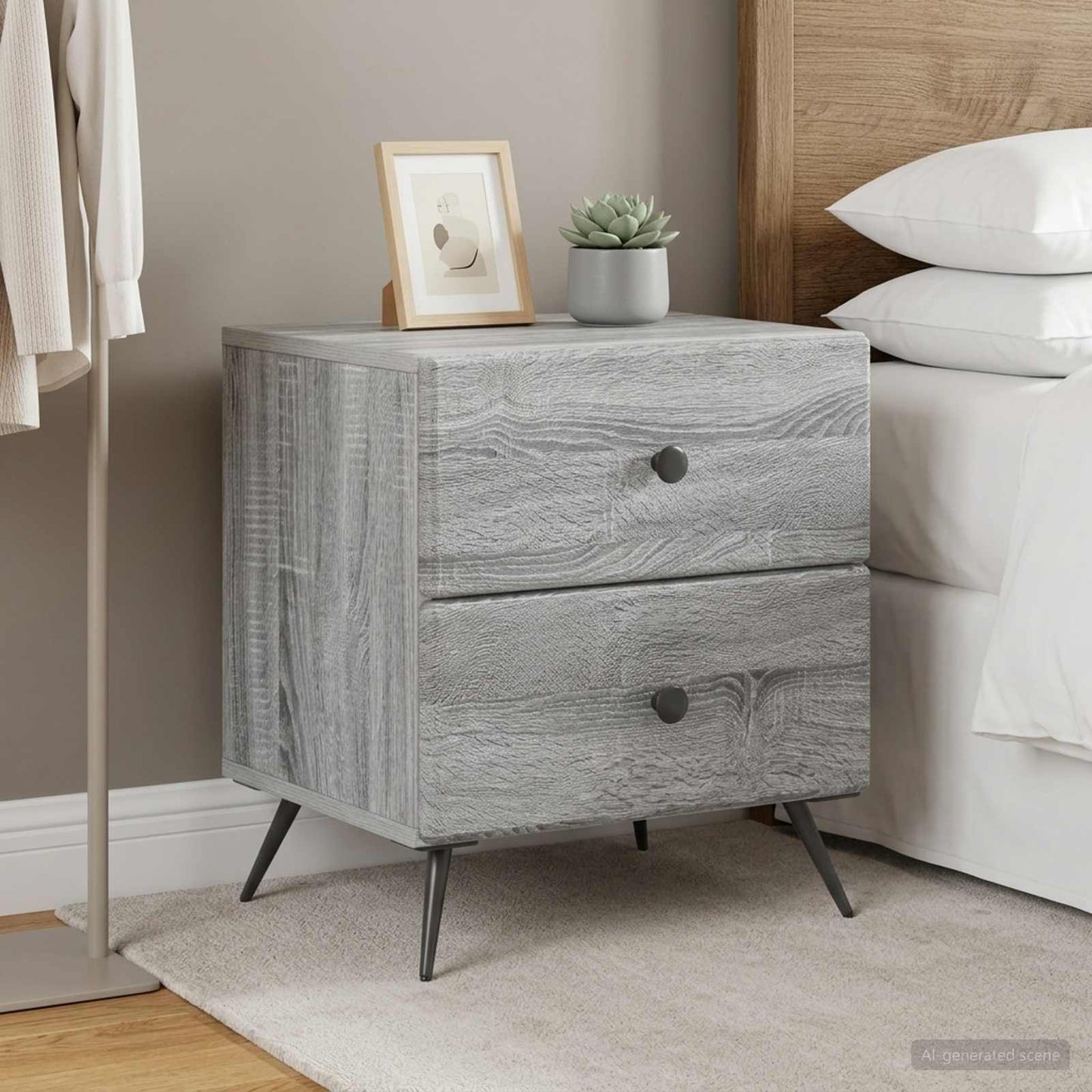 vidaXL Κομοδίνο 2 τμχ. Γκρι Sonoma 43 x 34,5 x 47,5 εκ